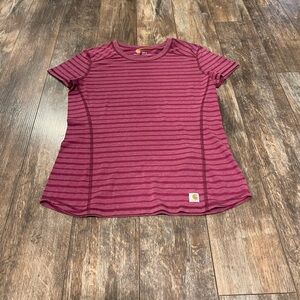 Carhartt Women's Short Sleeve Striped Burgundy Tee